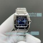 Swiss Clone Cartier Santos Blue Face Mini Stainless Steel Ladies' Watch 